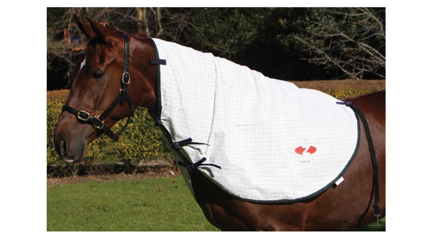 Supastop Neckrug White & Dark Green Navy Trim - Aitken's Saddlery