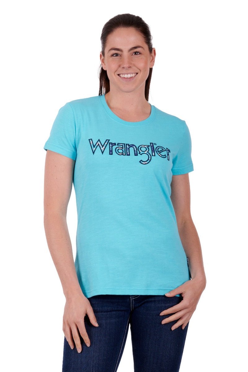 Wrangler Addison SS Ladies Tee Aqua - Aitken's Saddlery