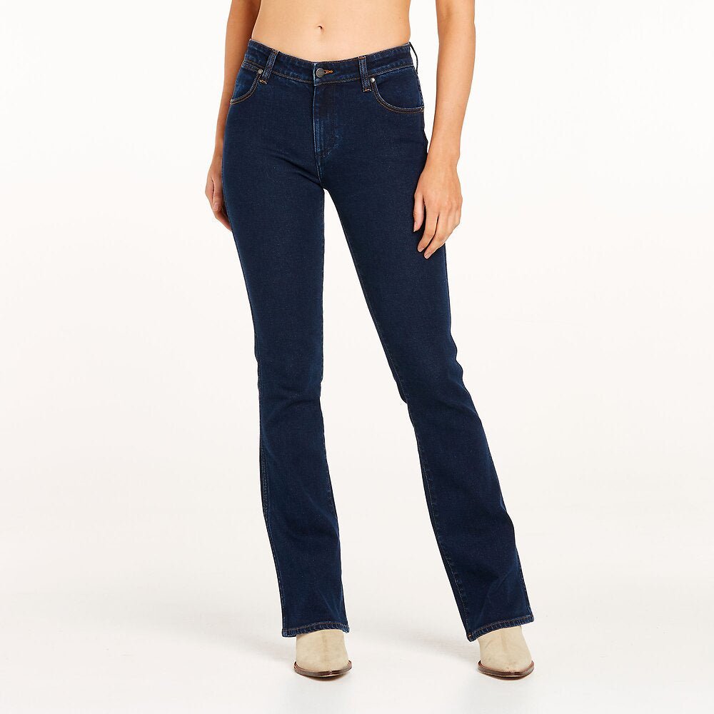 Wrangler Classic Mid Waist Boot Cut Ladies Jeans Original Rinse - Aitken's Saddlery