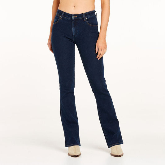 Wrangler Classic Mid Waist Boot Cut Ladies Jeans Original Rinse - Aitken's Saddlery