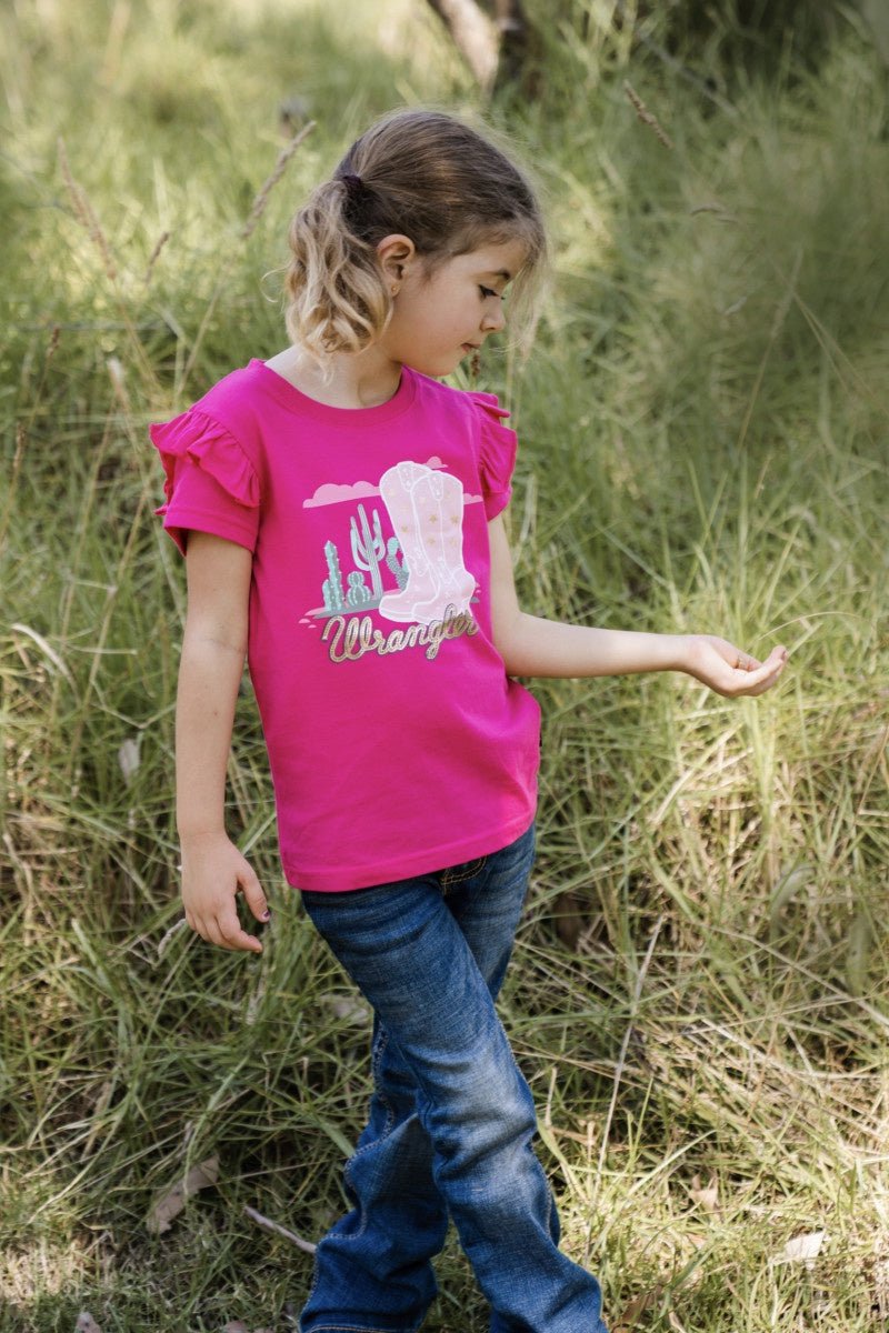 Wrangler Scout Girls SS Tee Pink - Aitken's Saddlery